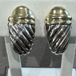 David Yurman 14 Karat Yellow Gold and Sterling Silver Earrings.